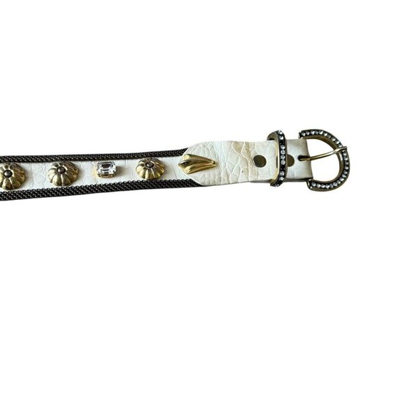 Vintage Sand Castle NY white leather belt studded studs embellished womens med - Picture 11 of 15